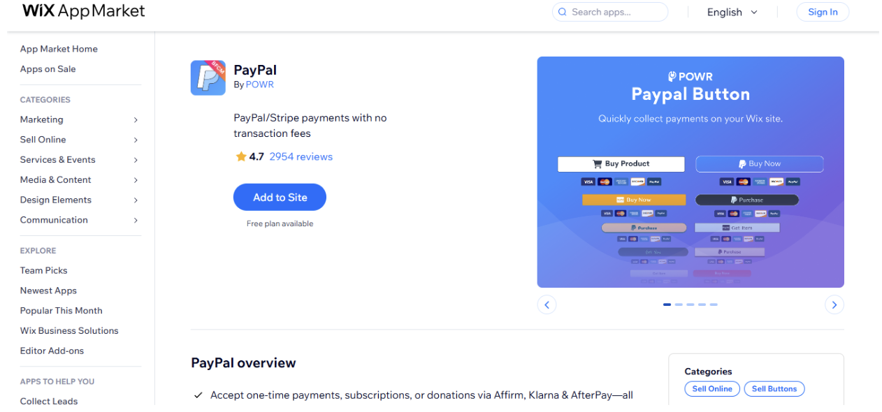  PayPal App for Wix Store